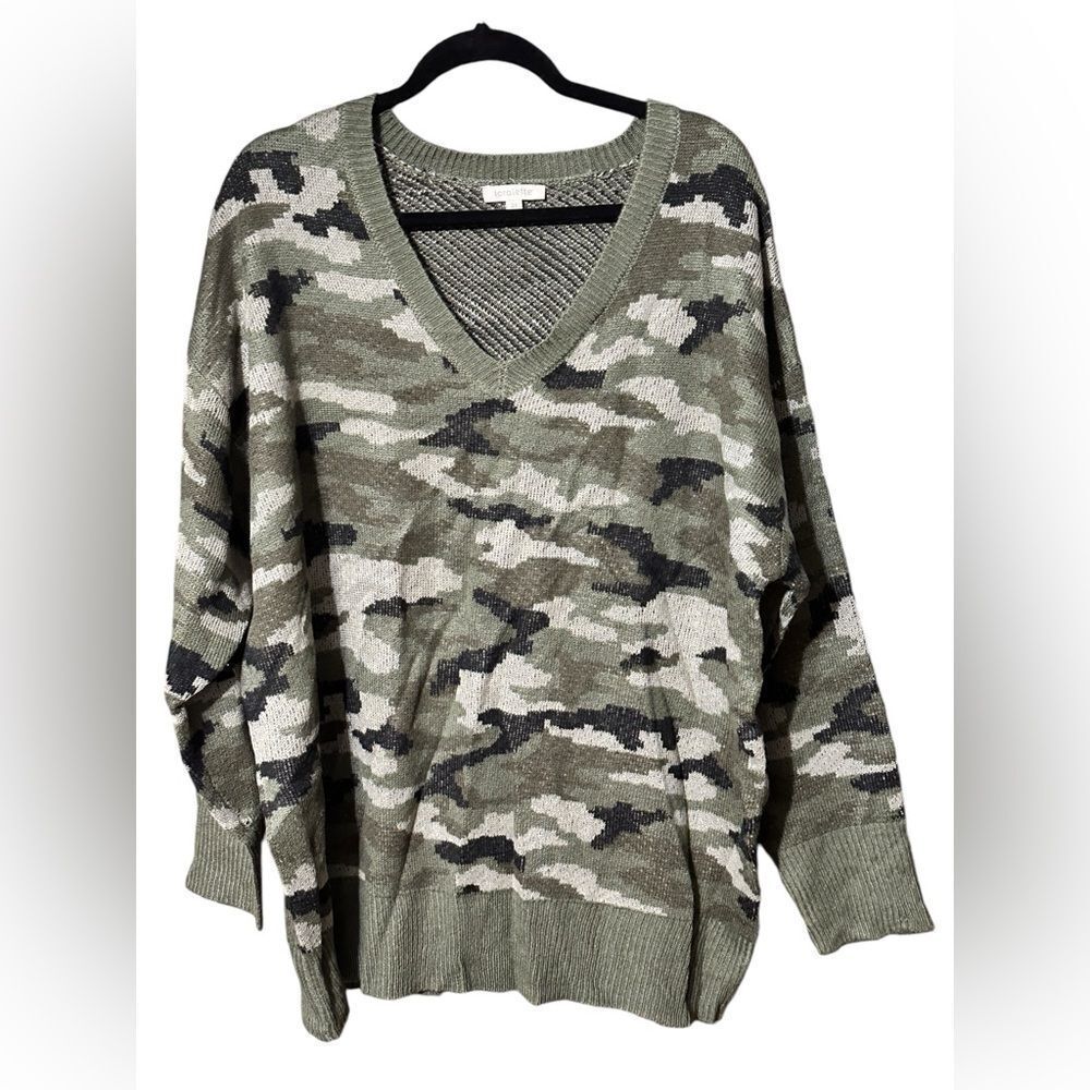Loralette Camo Print Long Sleeve Sweater Sz 3X